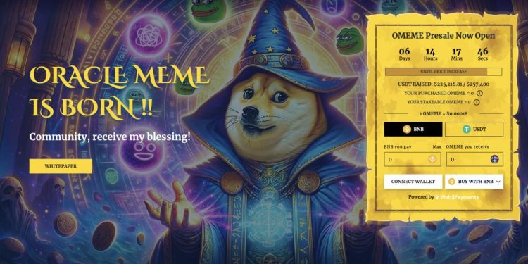 ORACLE MEME 代币预售在几分钟内达到 208,000 美元的里程碑
