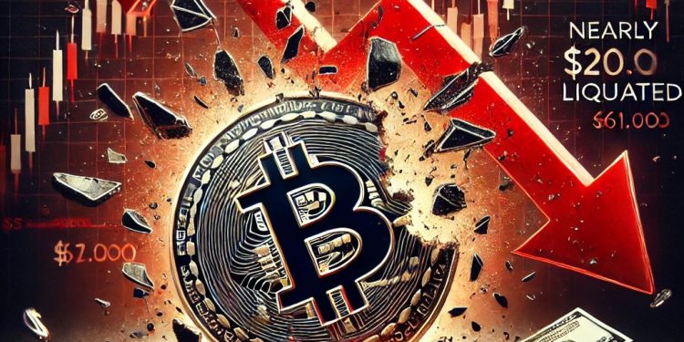 比特币跌破 61,000 美元,近 2 亿美元被清算