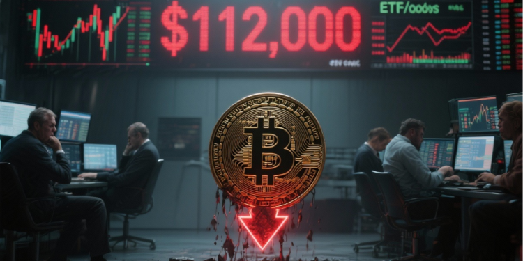 BTC新闻:随着ETF资金流出和风险偏好下降,比特币跌破112,000美元